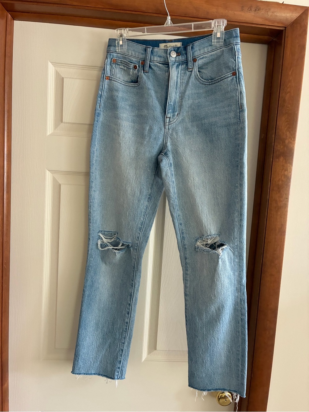 Madewell High Rise Slim Boy Jean 25 Light Blue Distressed Women’s Jeans